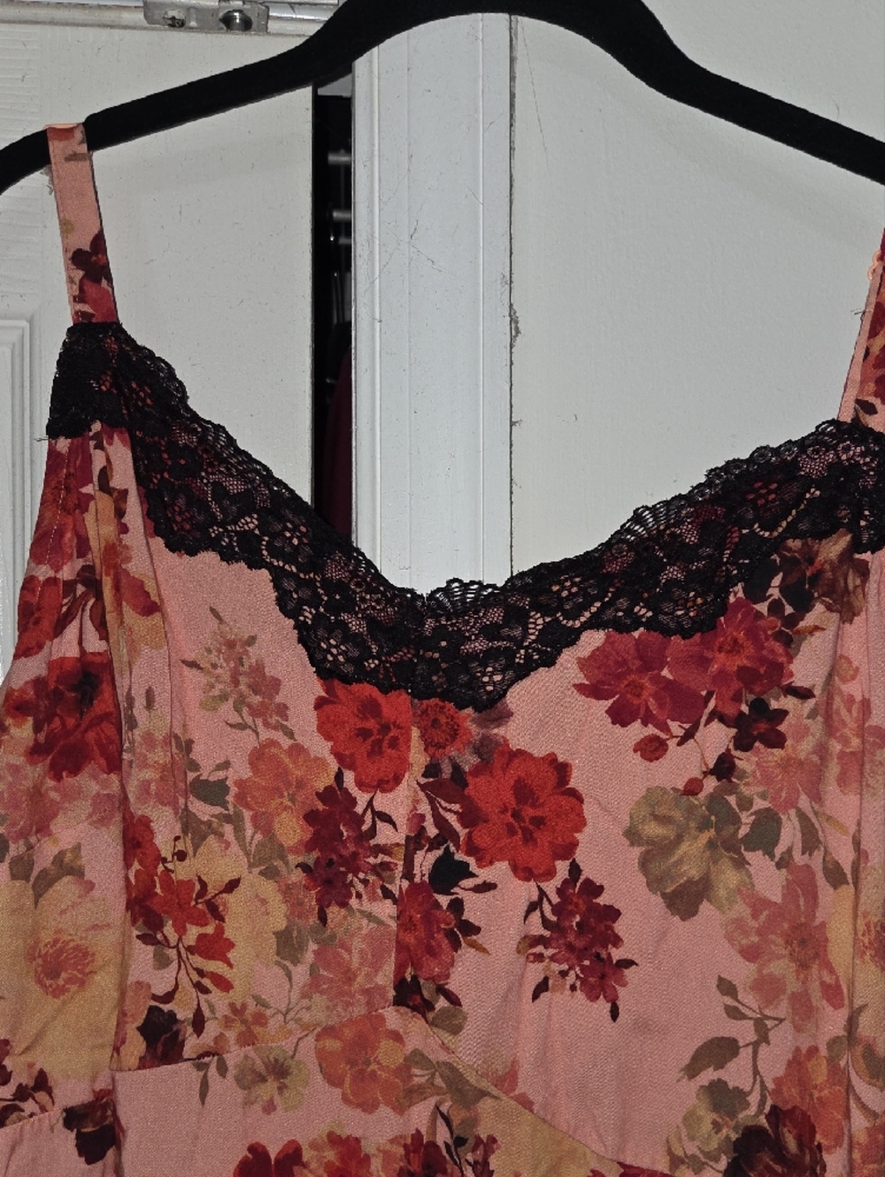 torrid Peach Floral Slip with Black Lace Accent - Picture 2 of 6